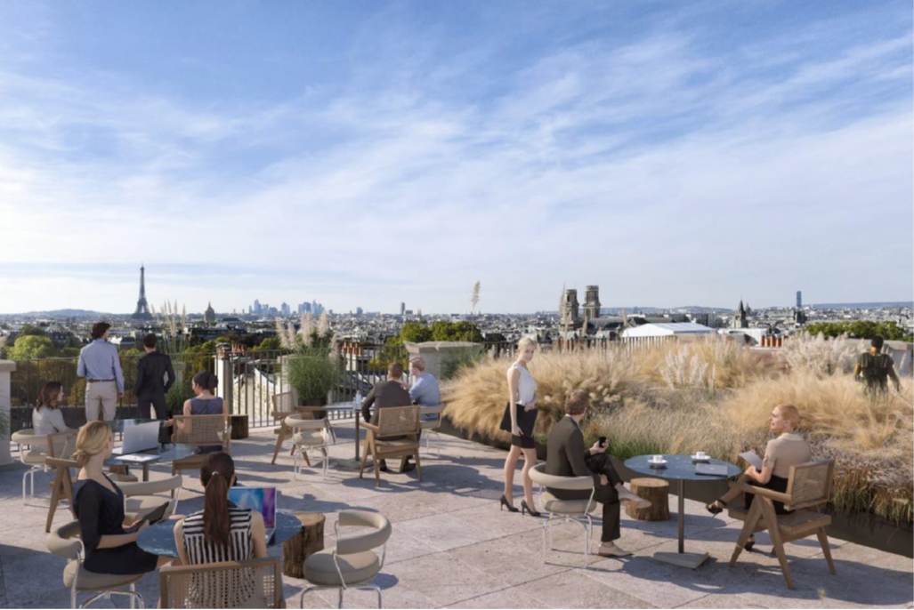 Perspective de le vue du toit terrasse de l'immeuble cédé au 91 boulevard St Michel à Paris 5e