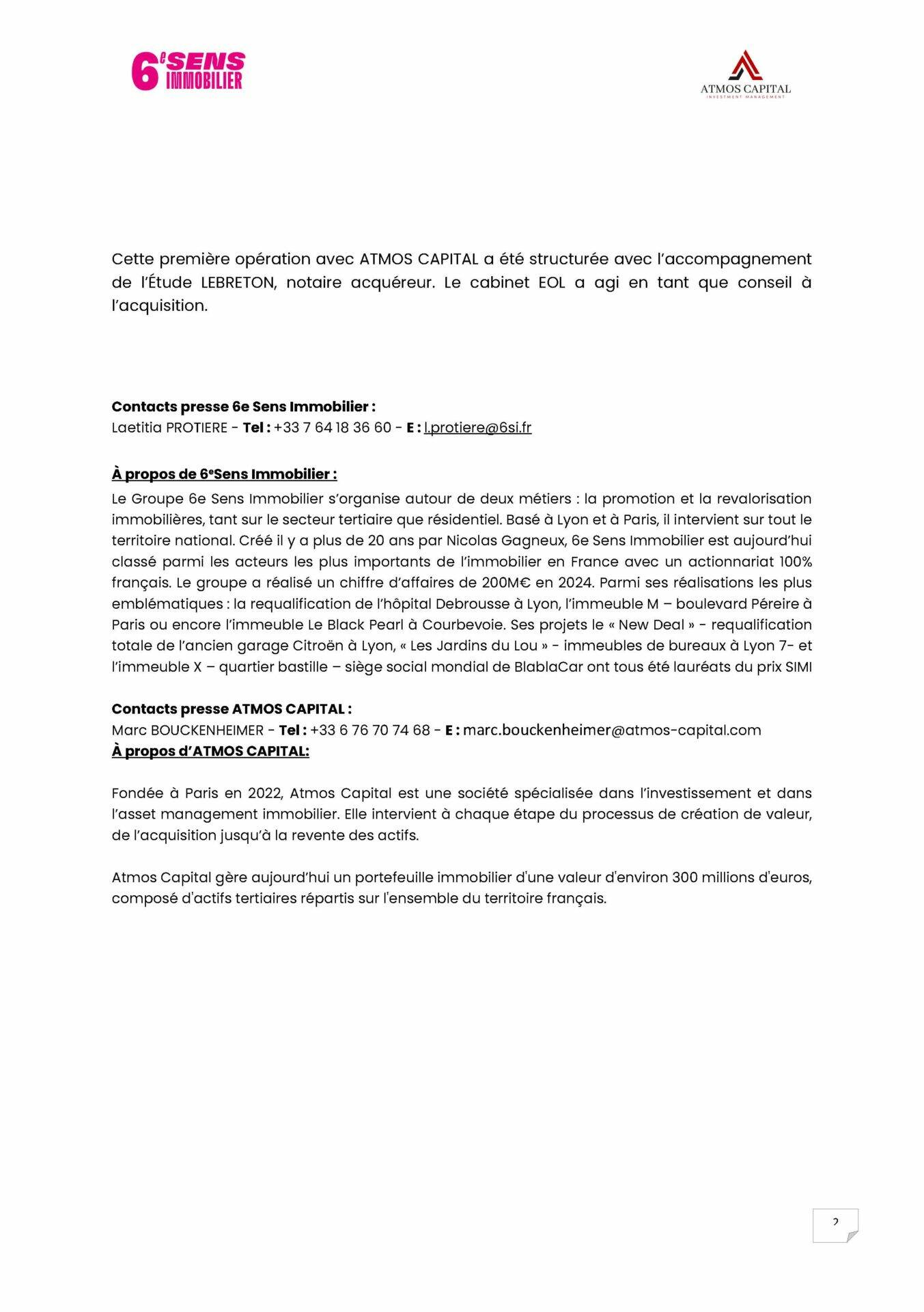 Découvrez toutes les informations sur le partenariat entre 6e Sens Immobilier et Atmos. Une opération de logistique au sud de l' Ile de France