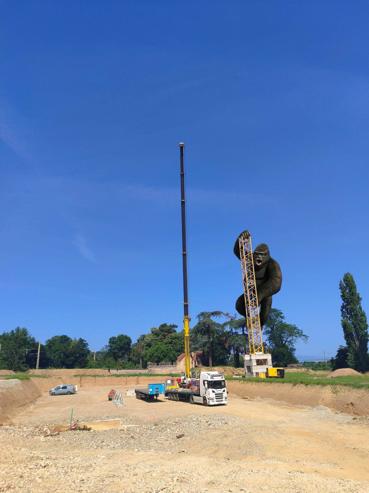 La grue est arrivée à Curis Au Mont D'Or