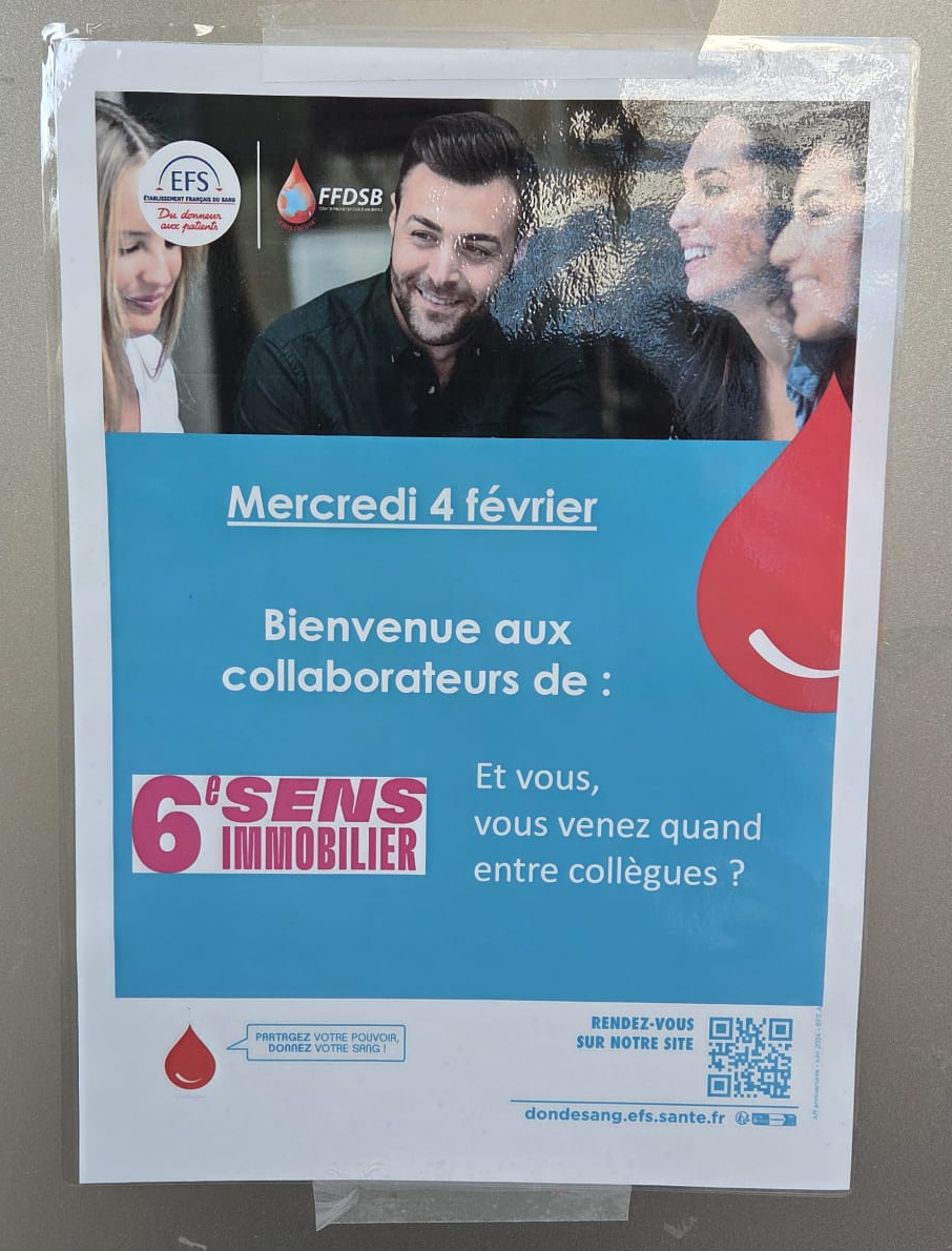 Les collaborateurs de 6e Sens Immobilier se mobilisent une nouvelle fois pour le don du sang